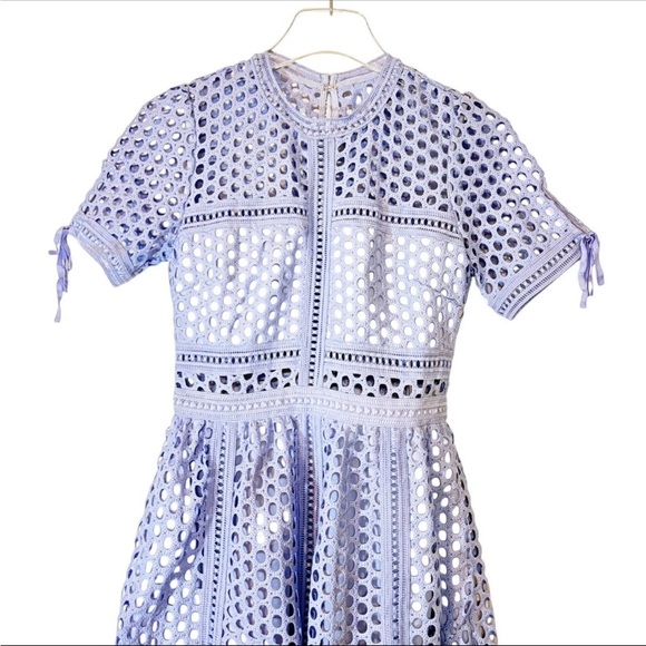 Self Portrait Guipure Lace Midi Dress in Lilac Size 2 New With Tag - Picture 7 of 13